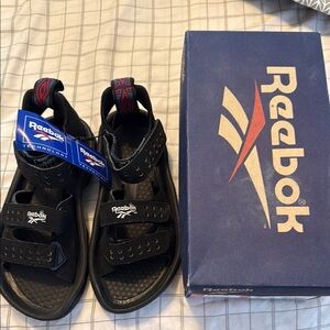 Reebok Black Sandals Sporty Flip Flops NWT